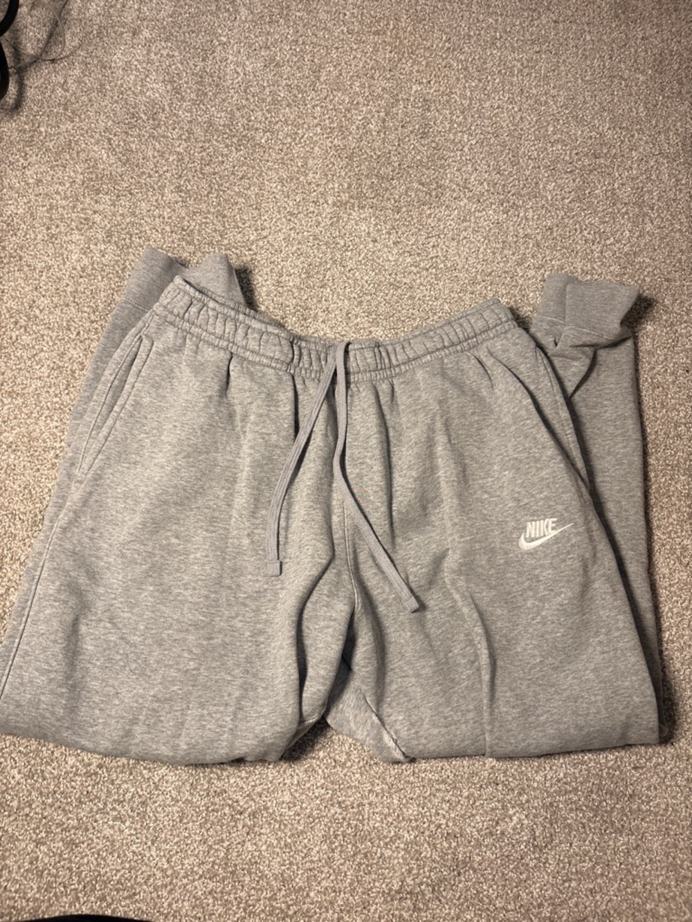 Nike Light Gray Fleece Joggers with Logo